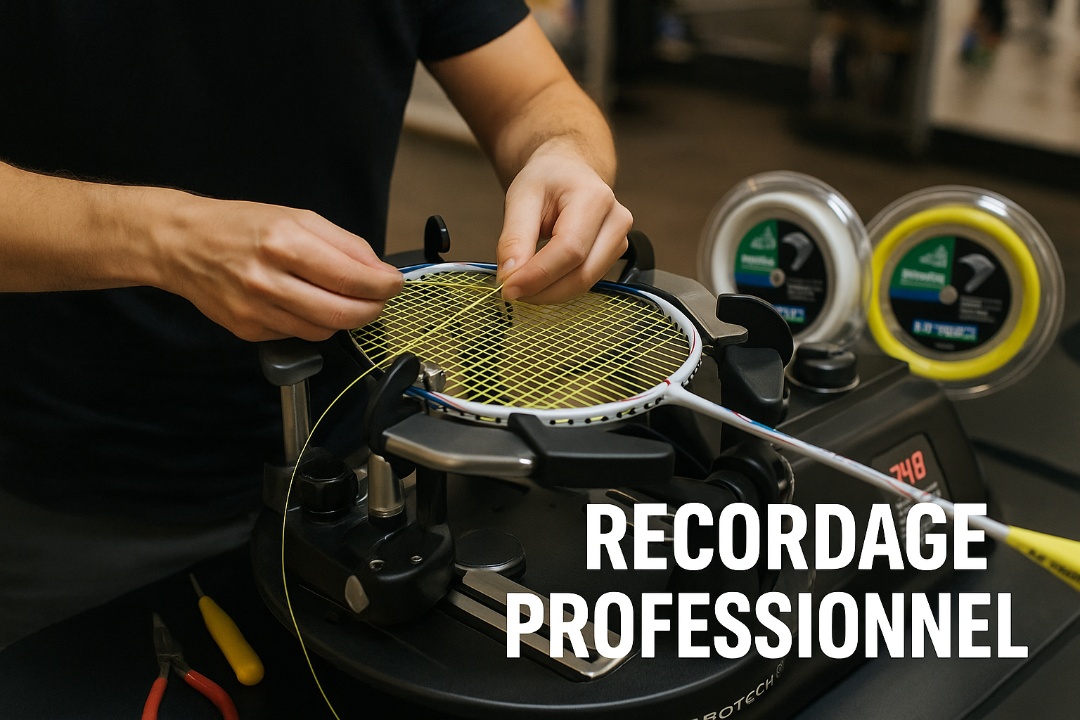 Image réaliste d'un recordage de raquette de badminton
