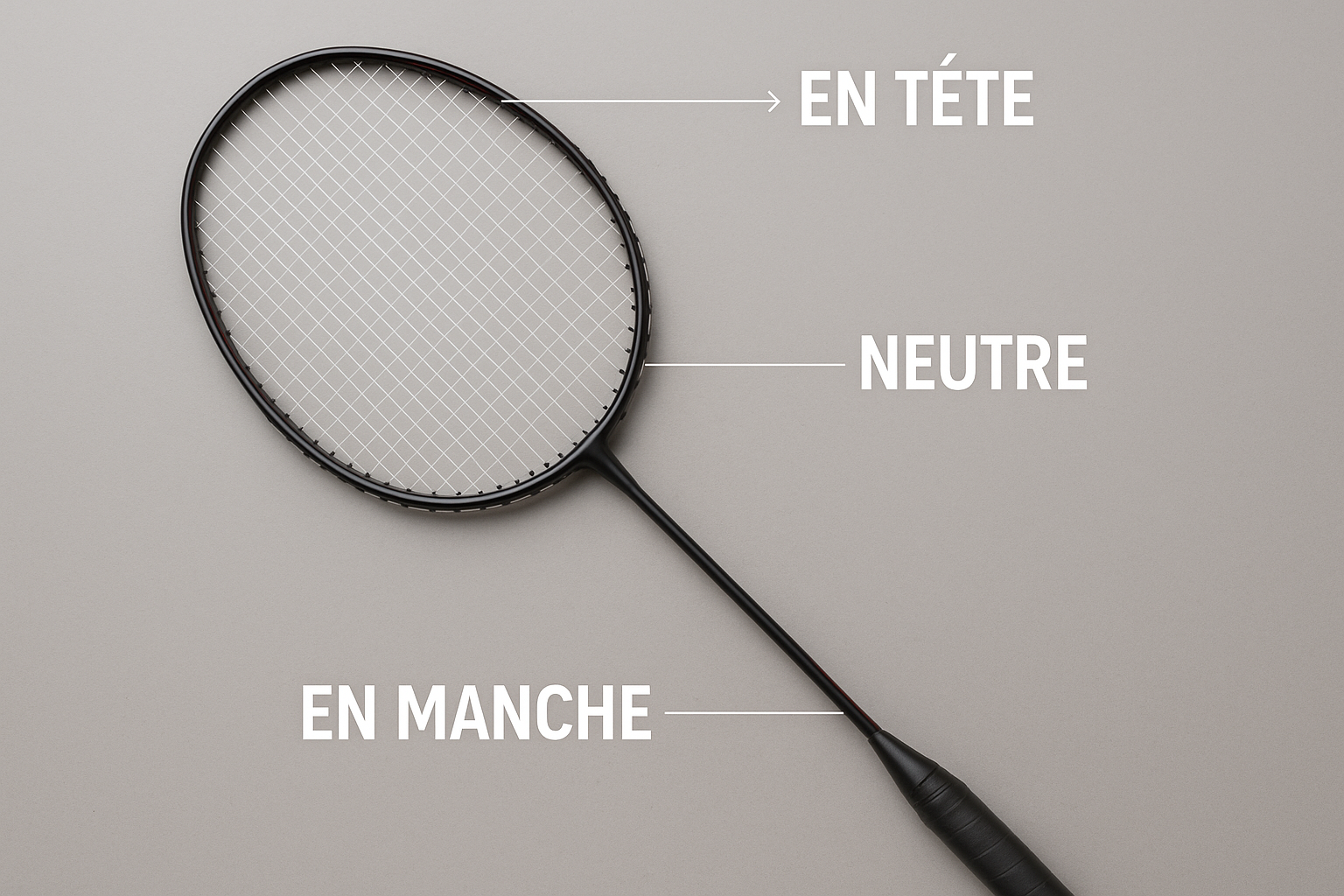 Raquette de badminton avec point EN TÊTE correctement positionné