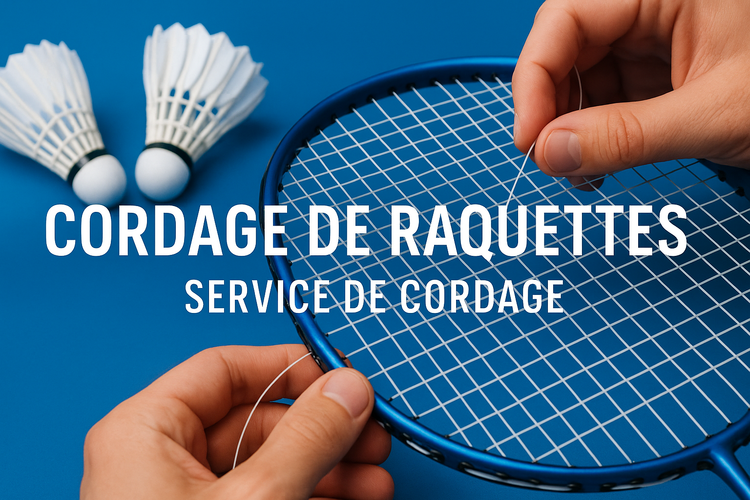 Bannière service de cordage de raquette avec texte français